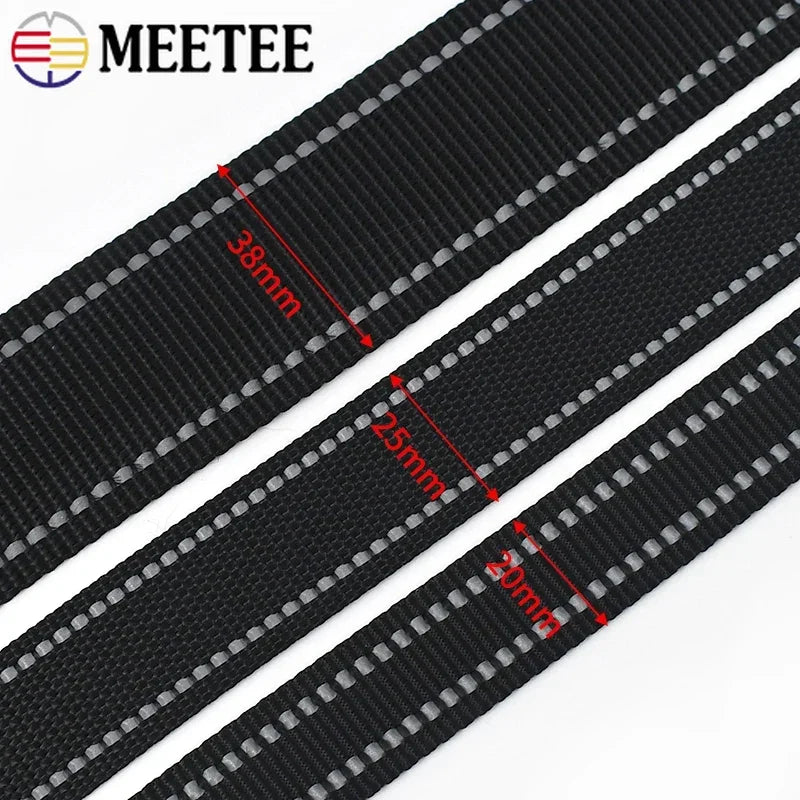 Reflektierendes Nylon Gurtband Meterware 15-38mm für Haustier Rucksack DIY