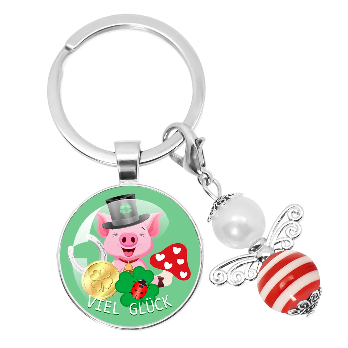 Glücksbringer Schlüsselanhänger mit vierblättrigem Kleeblatt Design