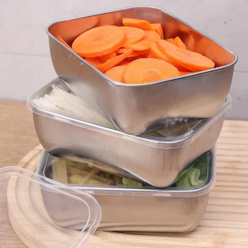 Doppelte Frische garantiert: Edelstahl Frischhaltebox 13,8x10,8x5 cm, 1-6 Stück Sets