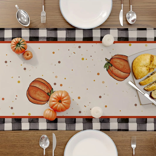 Herbst Buffalo Check Tischläufer Kürbisblatt Landhausstil Deko