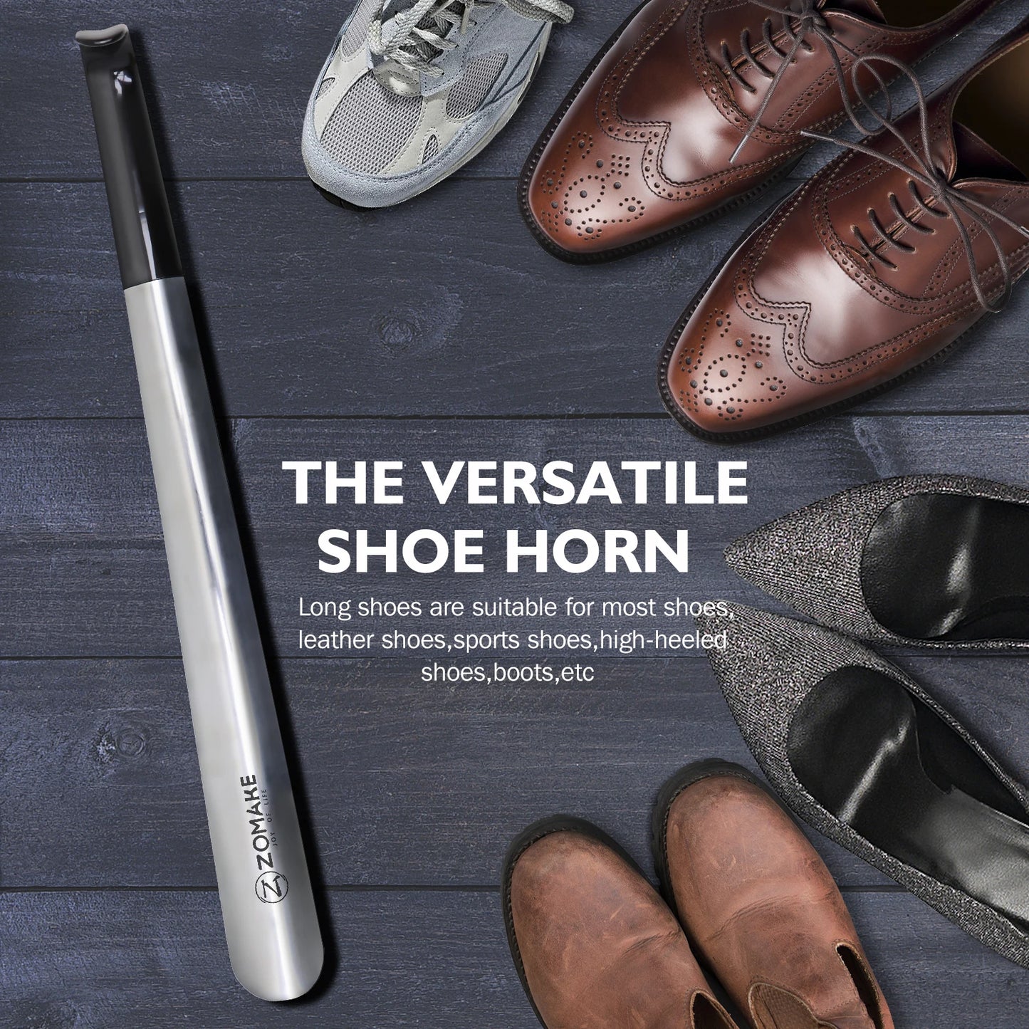 Extra langer Metall Schuhlöffel Schuhheber mit flexiblem Griff