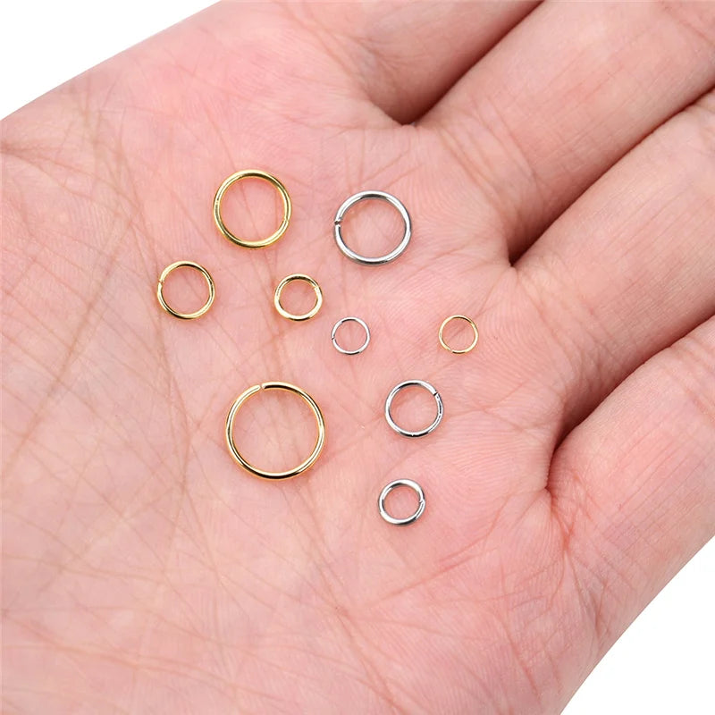 100 Stück Edelstahl offene Biegeringe 3-10 mm Schmuck Verbinder DIY