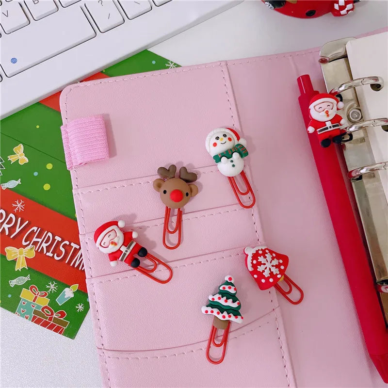 5 Stück Weihnachtliche Büroklammern Set Harz Design Deko Geschenk