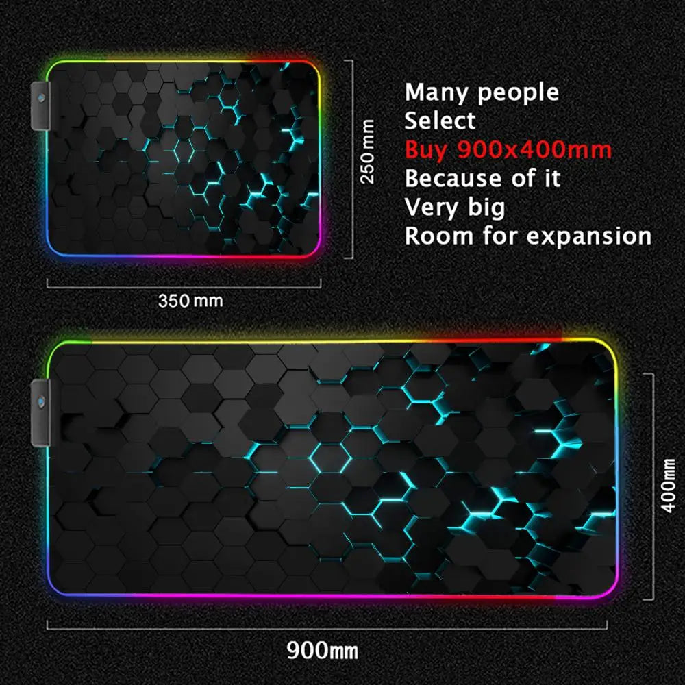 XXL Gaming Mauspad Geometrisches Design mit RGB LED Beleuchtung