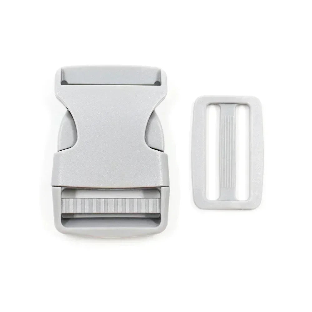 38mm Kunststoff Set: Schnellverschluss Schnallen & Tri-Glide für Rucksack Gürtel