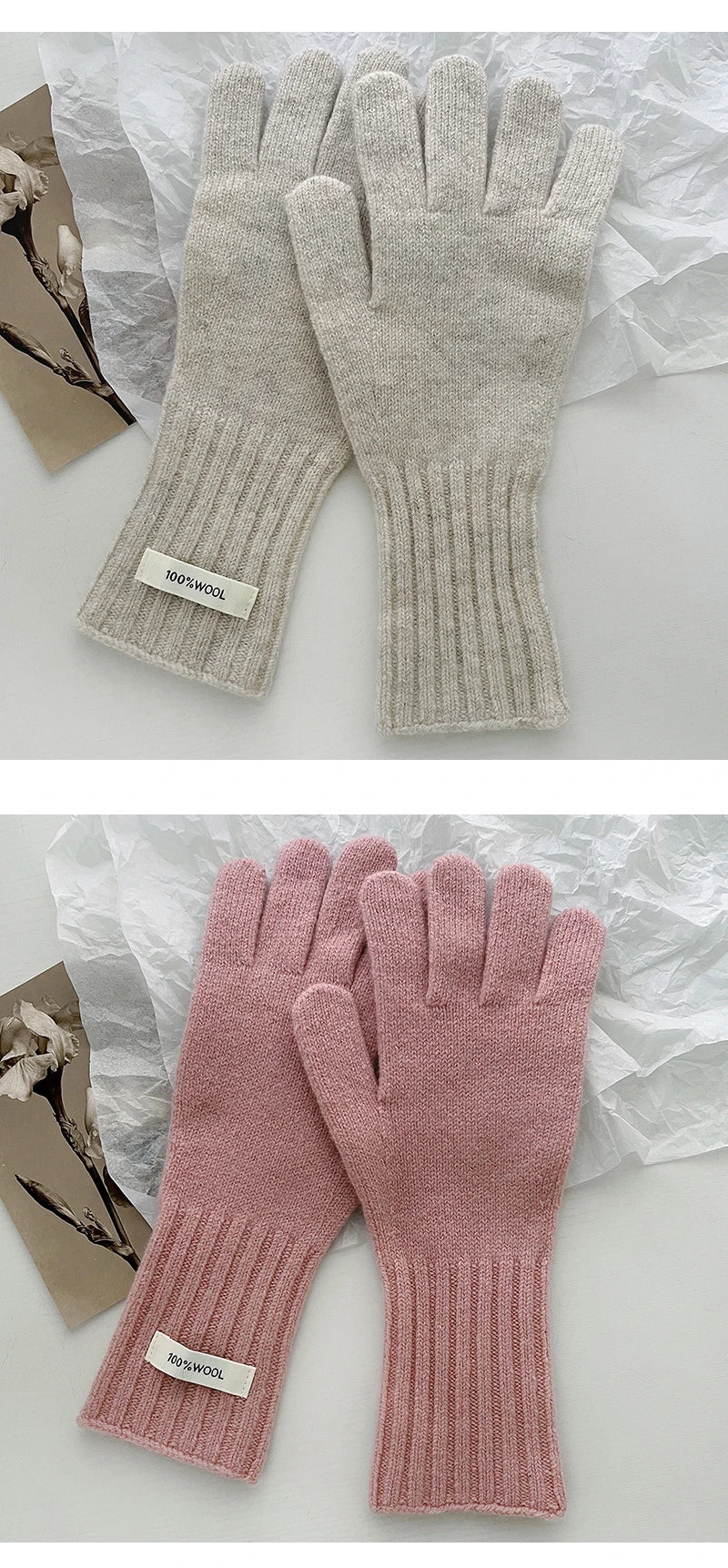 Warme Damen Handschuhe aus 100 Prozent Wolle mit Touchscreen Funktion-Yabubestshop