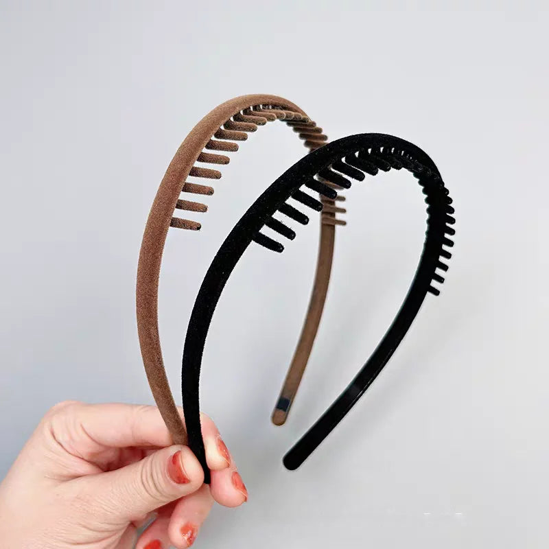 Elegantes schwarz rotes Samt Haarband mit Zahn im 2er Set