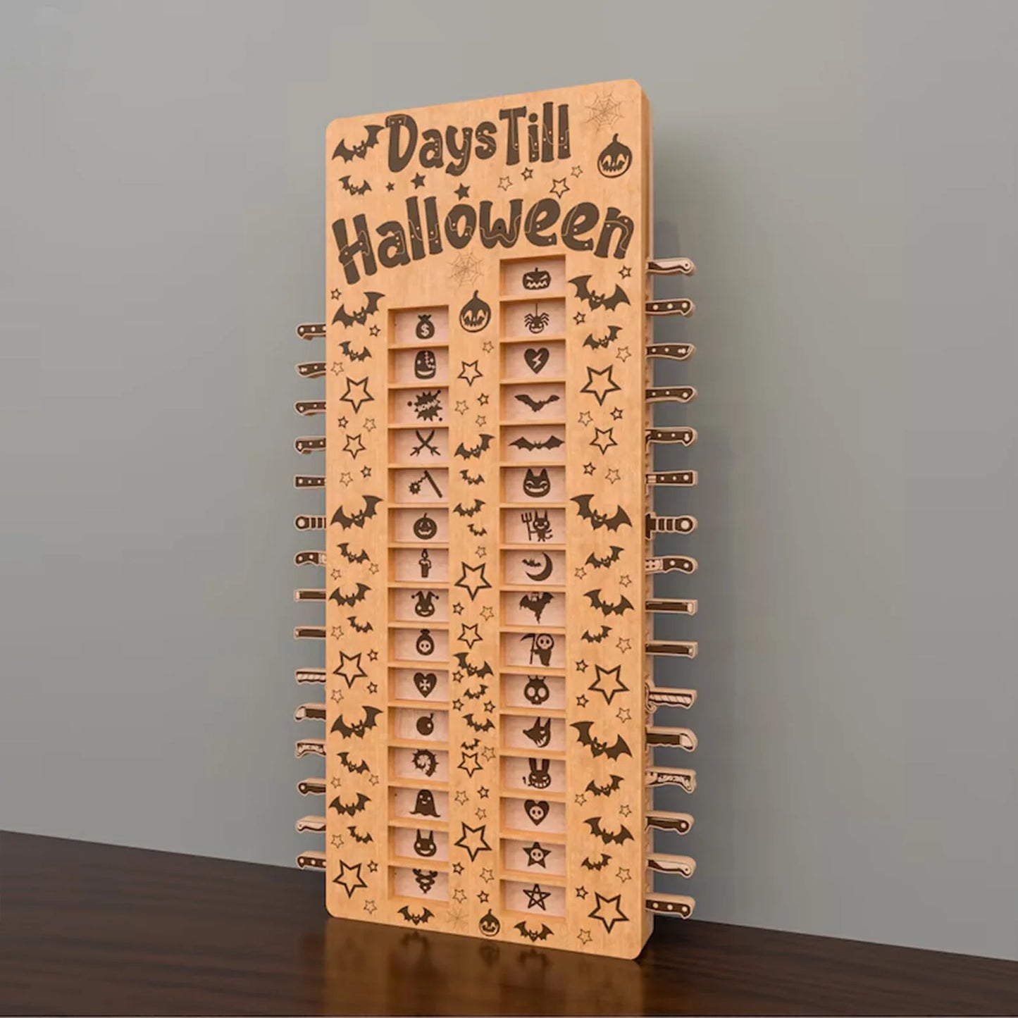 Halloween Adventskalender 31 Tage Holz Countdown mit gruseliger Deko