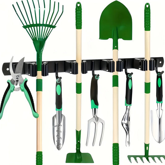 Robuster Metall-Werkzeughalter mit 4 Schlitzen und 5 Haken zur Wandmontage - Yabubest - Home & More