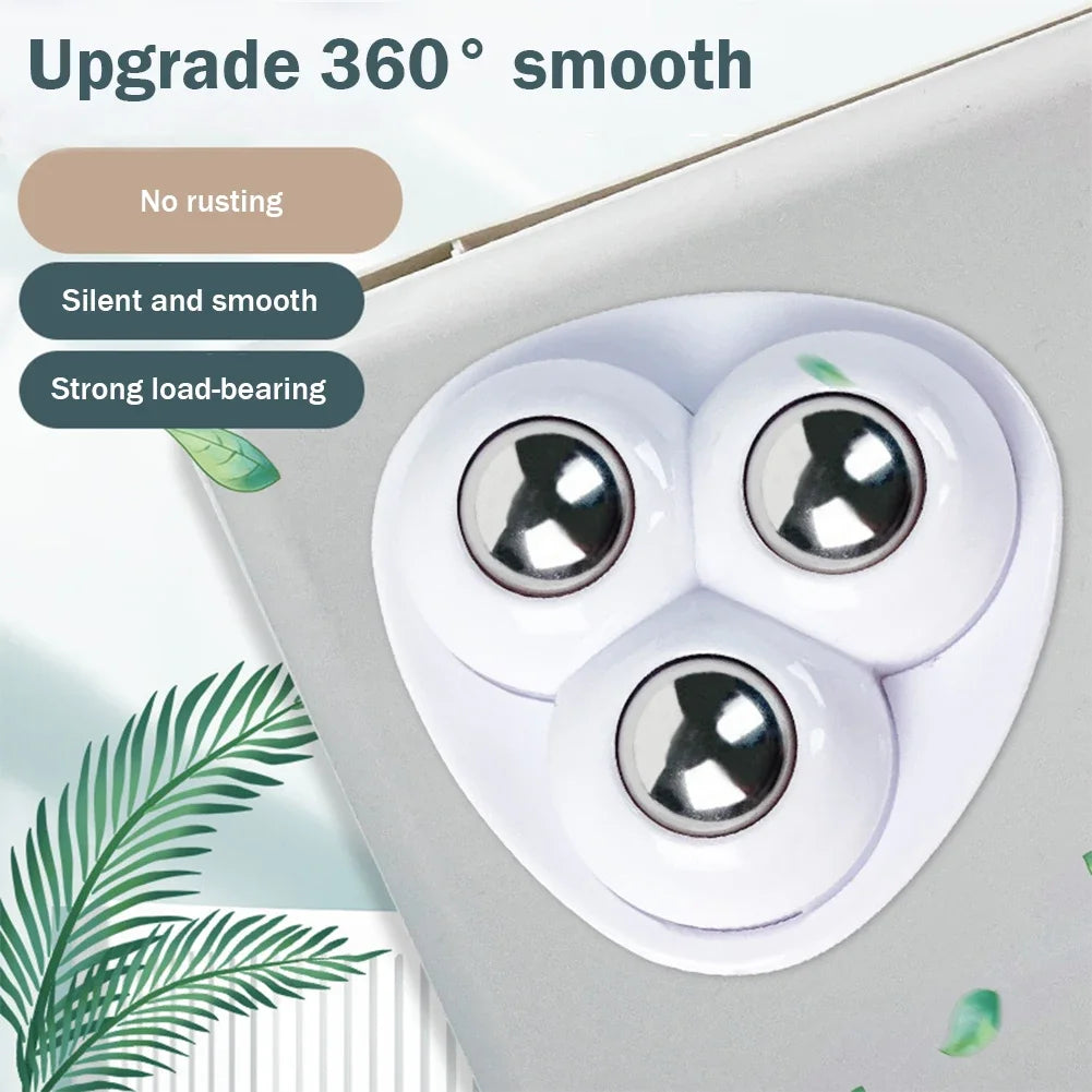 4 Stück 360° selbstklebende Möbel-Rollen aus ABS - Edelstahl, langlebig