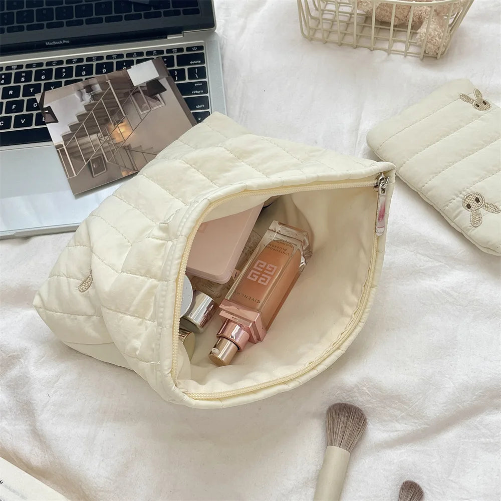 Praktische Kosmetiktasche aus weichem Baumwollstoff für Damen