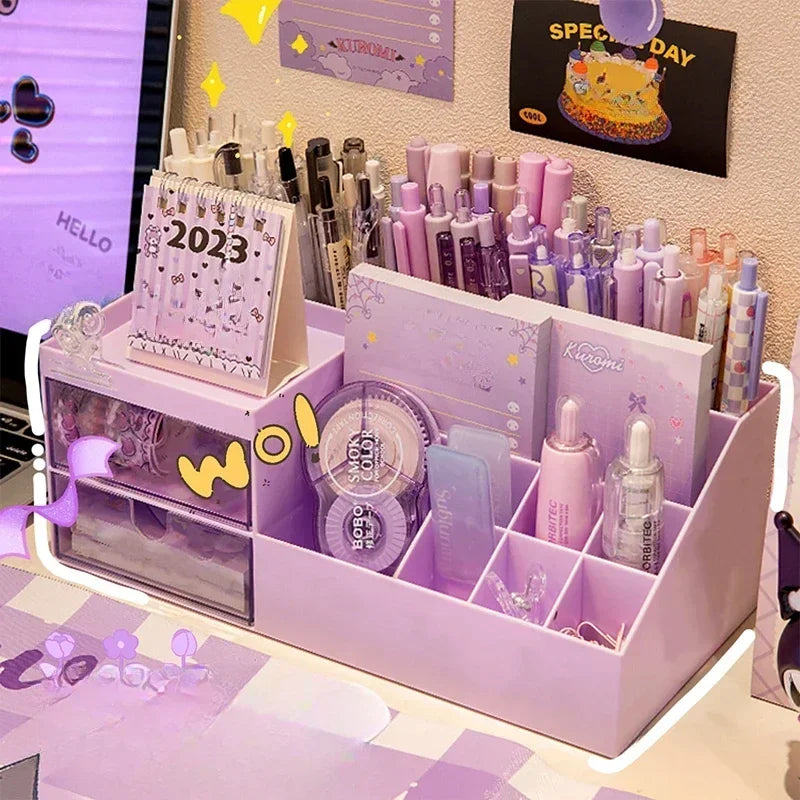 Schreibtisch Organizer Box mit 9 Fächern – Kawaii Stiftehalter für Schüler-Yabubest - Home & More