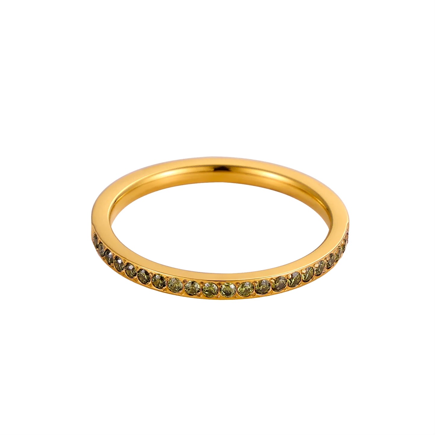 Goldfarbener Edelstahl Ring mit Mini Zirkon Herz Design für Frauen