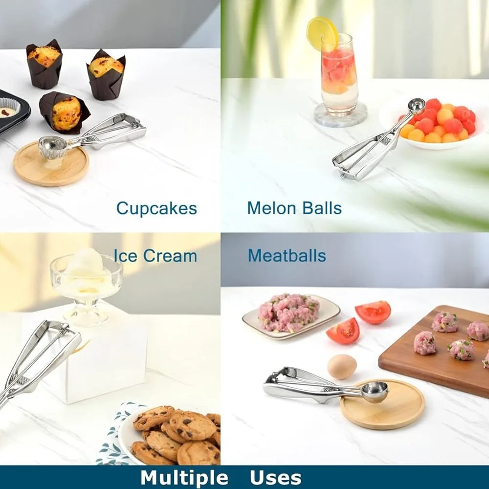 Keksteigschaufel Set Edelstahl mit Auslöser für 4 5 6 cm Rundes Gebäck