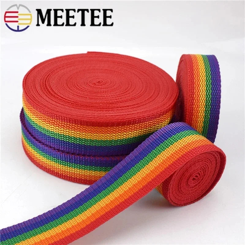 Regenbogen Nylon Gurtband 5/10m 20-50mm für Rucksack, Gürtel, DIY