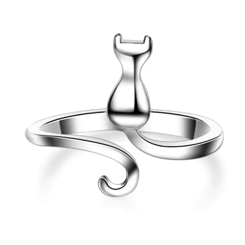 Offener Ring 925 Silber Katze Mond Mutter Zeigefinger Geschenk