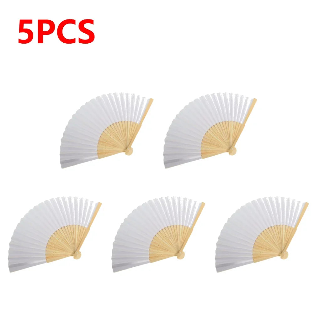 Kreativer weißer Bambus-Papier-Faltfächer – DIY, Hochzeit - Geschenkideen, 1-50 Stück