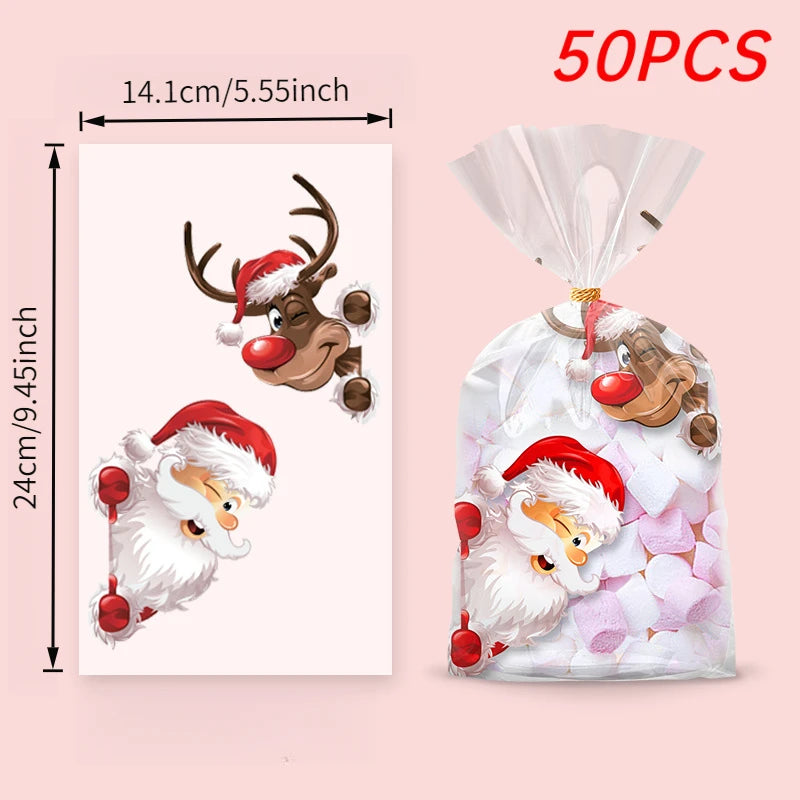 50er Set Weihnachtliche Geschenktüten mit Band Wiederverwendbar