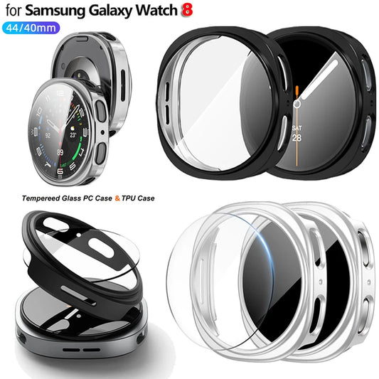 Schutzgehäuse und gehärtetes Glas für Galaxy Watch 8 40/44 mm
