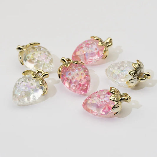 Rosa Erdbeere Charms 5er Set für DIY Schmuck Ohrring Armband