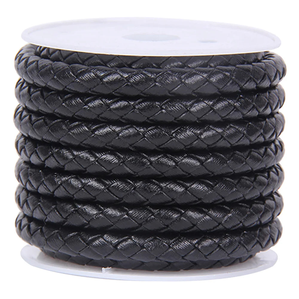 2m Buntes geflochtenes Echtlederband für DIY Schmuck 3-6mm