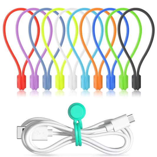 10x Wiederverwendbare Magnetische Kabelbinder Silikon Kabel Organizer