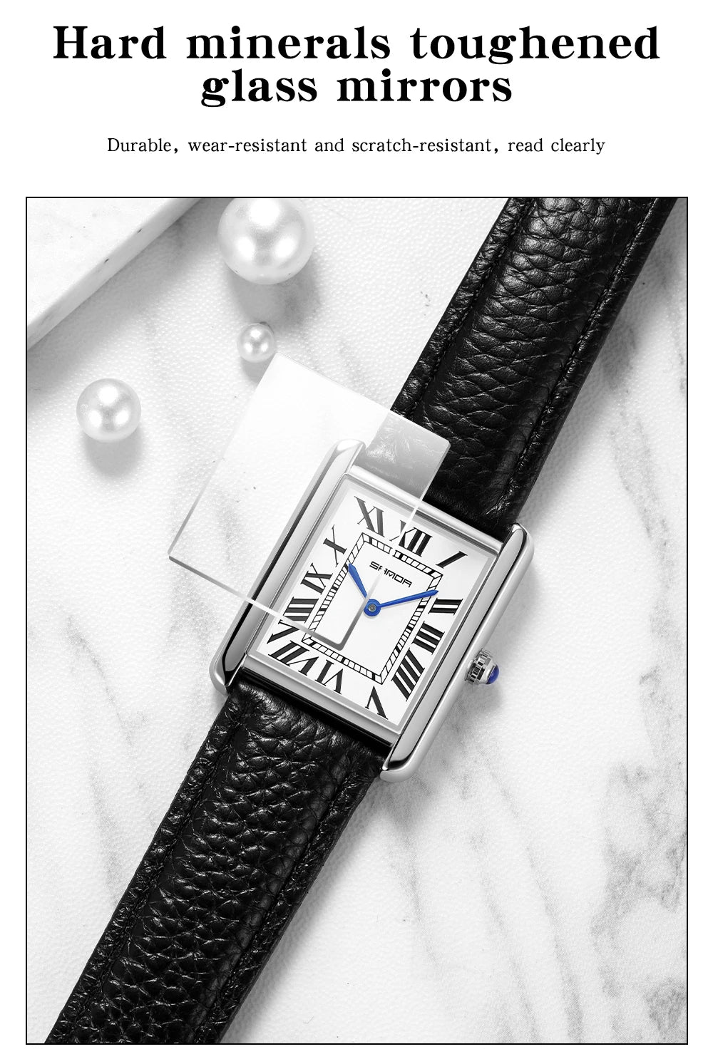 Elegante Herren Quarzuhr mit Lederband und römischem Zifferblatt