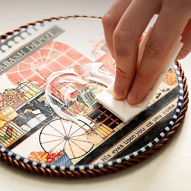 Runde Keramik Tisch Matte 17x17 cm Hitzebeständig Isolierpad Retro Stil