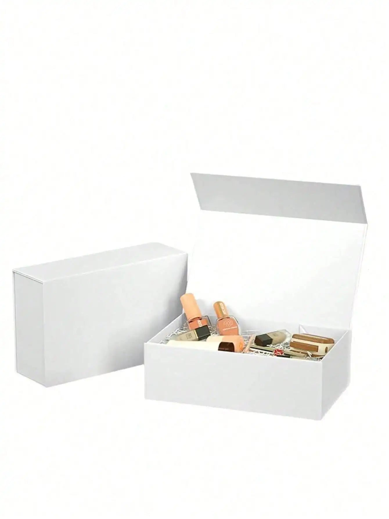 Faltbare weiße Geschenkbox mit Magnetschnalle und Deckel rechteckig