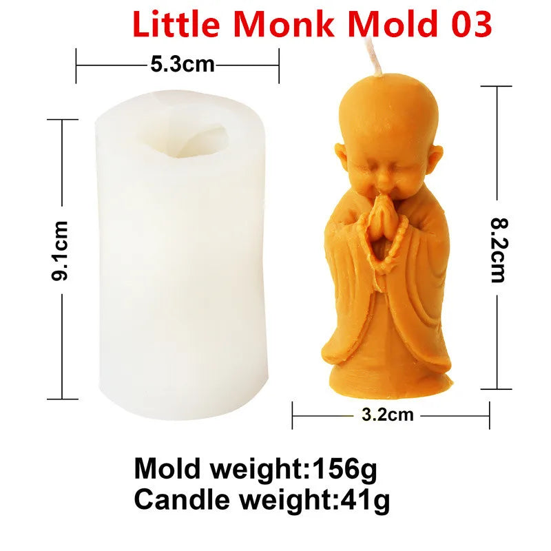 3D Silikon Kerzenform Kleine Buddha Mönch für DIY Dekoration