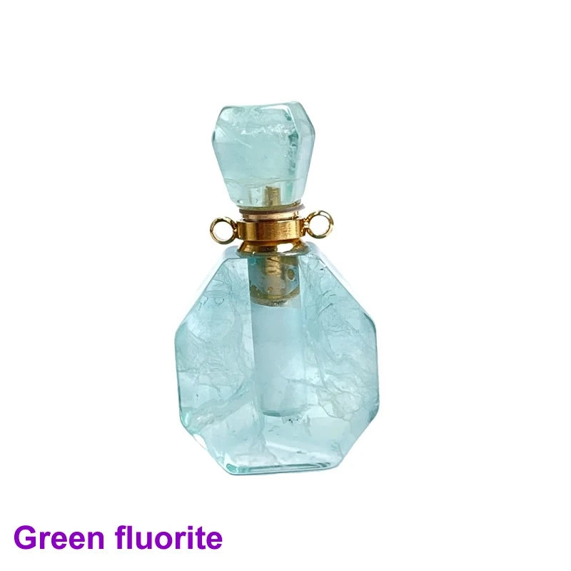 Unregelmäßige Naturstein Parfümflasche Anhänger – Amethyst Tigerauge Öl Diffusor