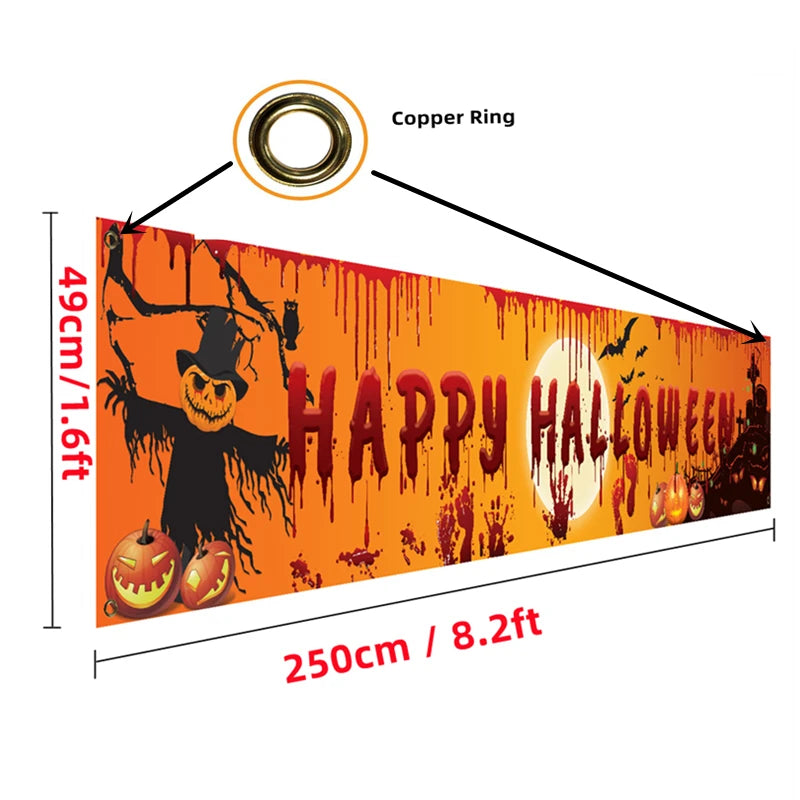 250cm Halloween Banner mit Kürbis und blutigen Handabdrücken für Indoor Outdoor