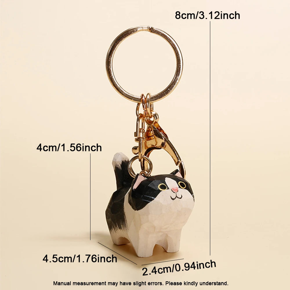 Handgeschnitzte Katzenfigur Holz Deko Regal Schreibtisch Geschenk