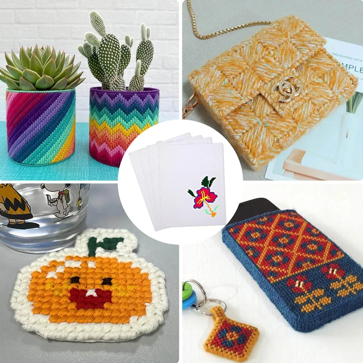 Kunststoff Leinwandmit Ösen für DIY Stickerei und Handarbeit