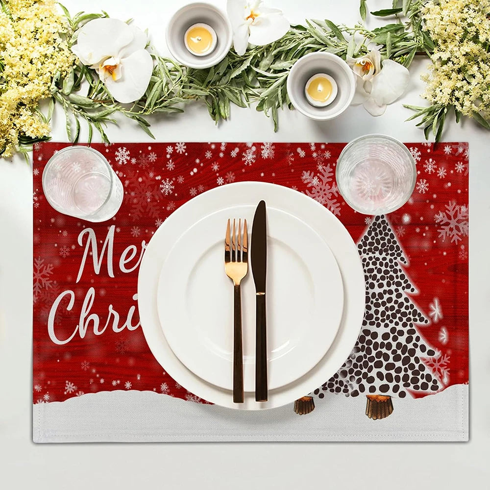 Festliche Tischsets mit Schneeflocken für Weihnachten und Neujahr