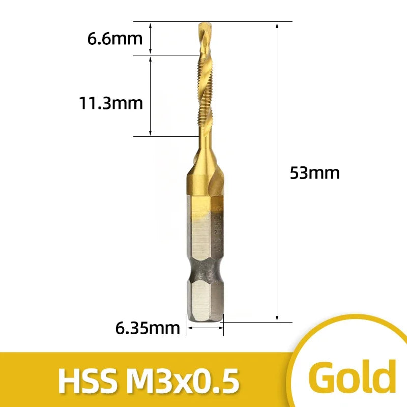 HSS Titan Überzogene Gewindebohrer Set M3-M10 mit Senker und Entgrater
