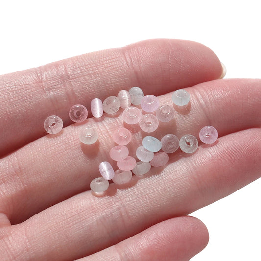 Bunte 4mm Glas Katzenaugen Rocailles Perlen für DIY Schmuck