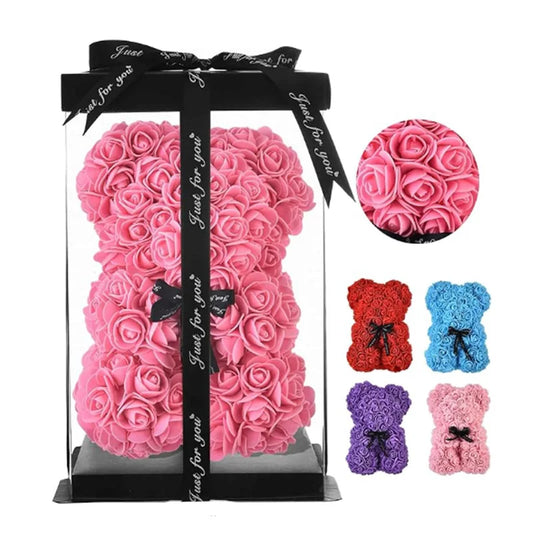 25 cm künstlicher Teddy-Rosen-Blumenbär mit Box Valentinstag Geschenk-Yabubest - Home & More