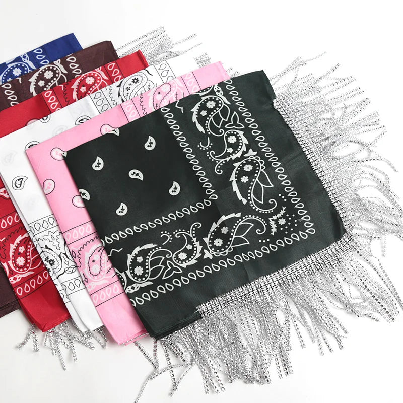 Vielseitiges Paisley Bandana mit Strassfransen für Frauen und Männer