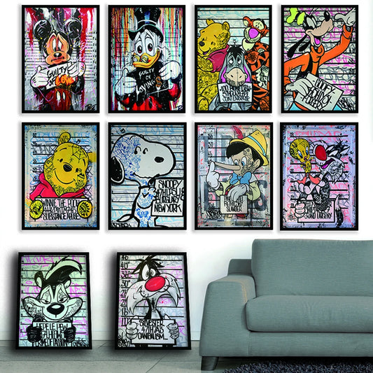 Disney Cartoon Leinwand Poster Mickey Mouse Donald Duck Wandbild