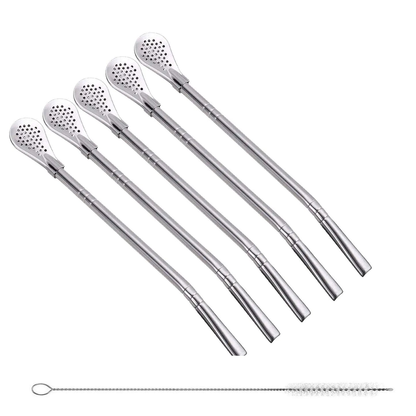 Wiederverwendbare Edelstahl Trinkhalme mit Filter und Reinigungsbürste