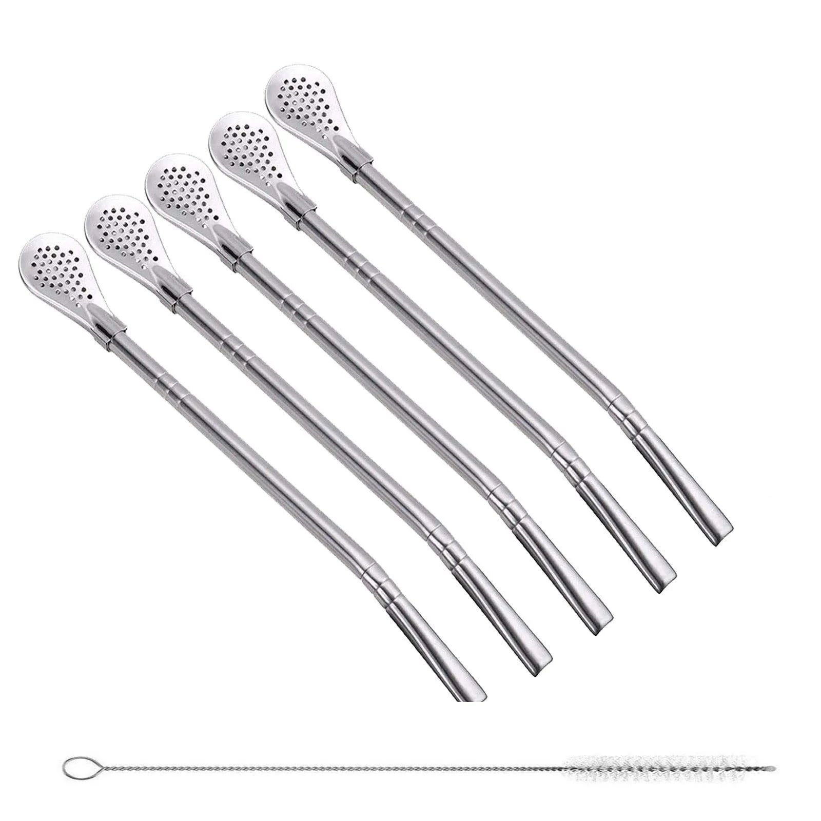 Wiederverwendbare Edelstahl Trinkhalme mit Filter und Reinigungsbürste