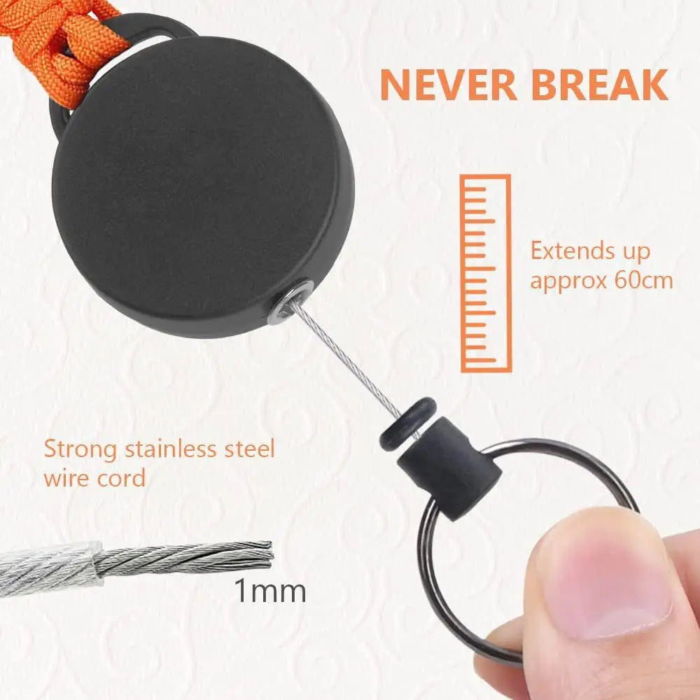 Einziehbarer Schlüsselanhänger mit Karabiner Outdoor Diebstahlschutz