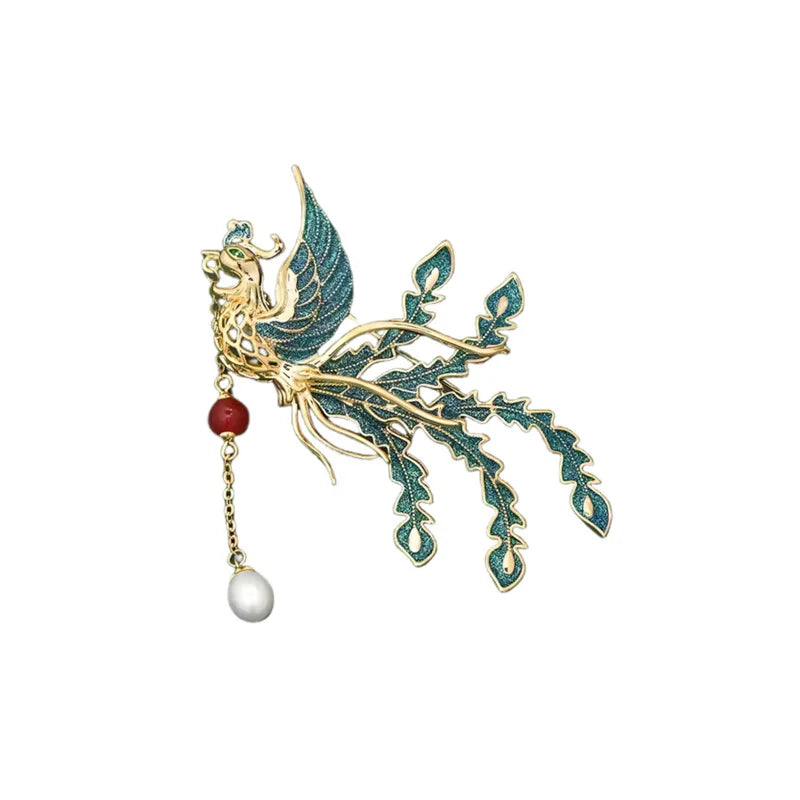 Elegante Brosche mit bunter Glasur und Perlen für Damen und Herren