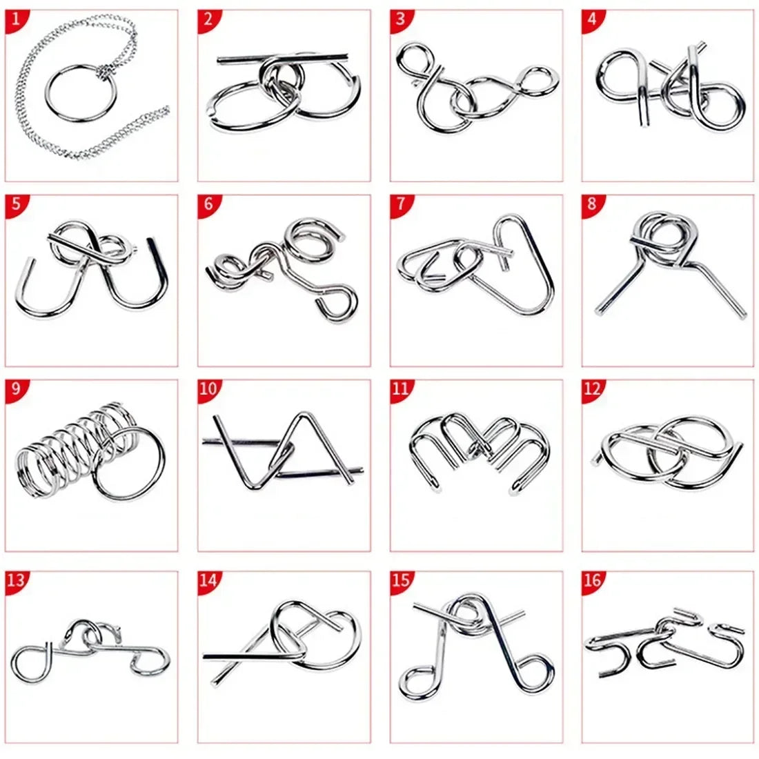 Metallisches Ringpuzzle zur Förderung des logischen Denkens