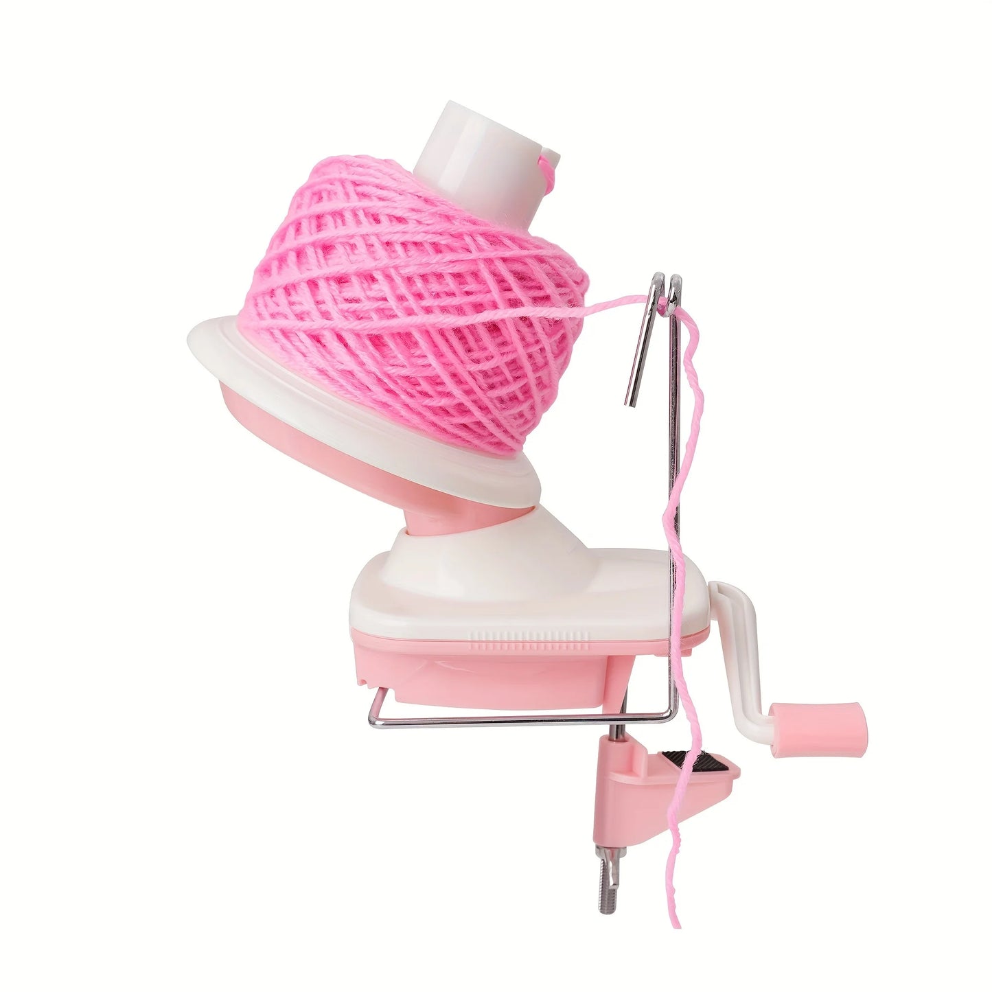 Handkurbel Garnwickler rosa lila Kugelwickler für Strick und Häkelgarn
