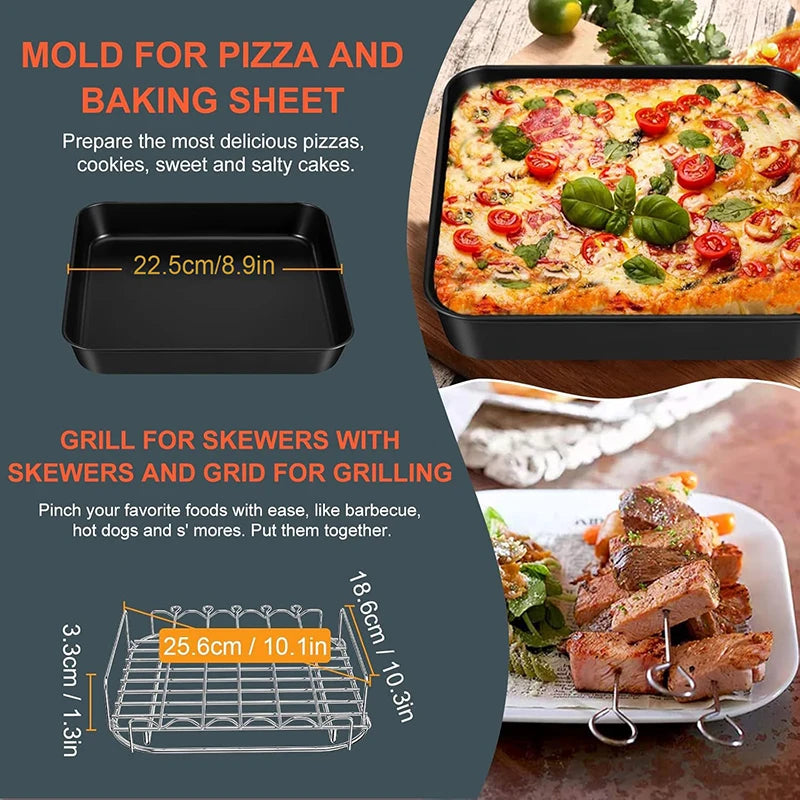 Robustes Metall Airfryer Zubehör 8 Zoll Backform - Grill für Heißluftfritteuse
