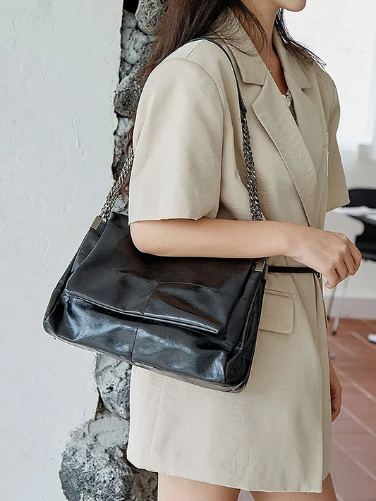 Große Ketten-Umhängetasche Damen 31x21x11 cm – stilvoll - praktisch für Alltag