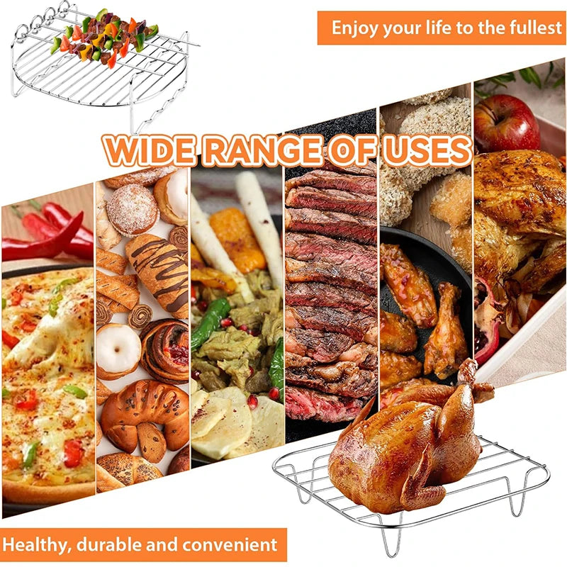 Robustes Metall Airfryer Zubehör 8 Zoll Backform - Grill für Heißluftfritteuse