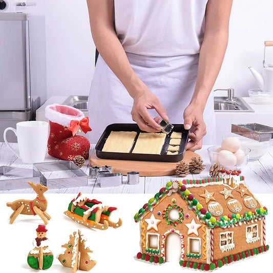 18-teiliges Edelstahl Lebkuchenhaus Ausstecher Set für Weihnachtskekse
